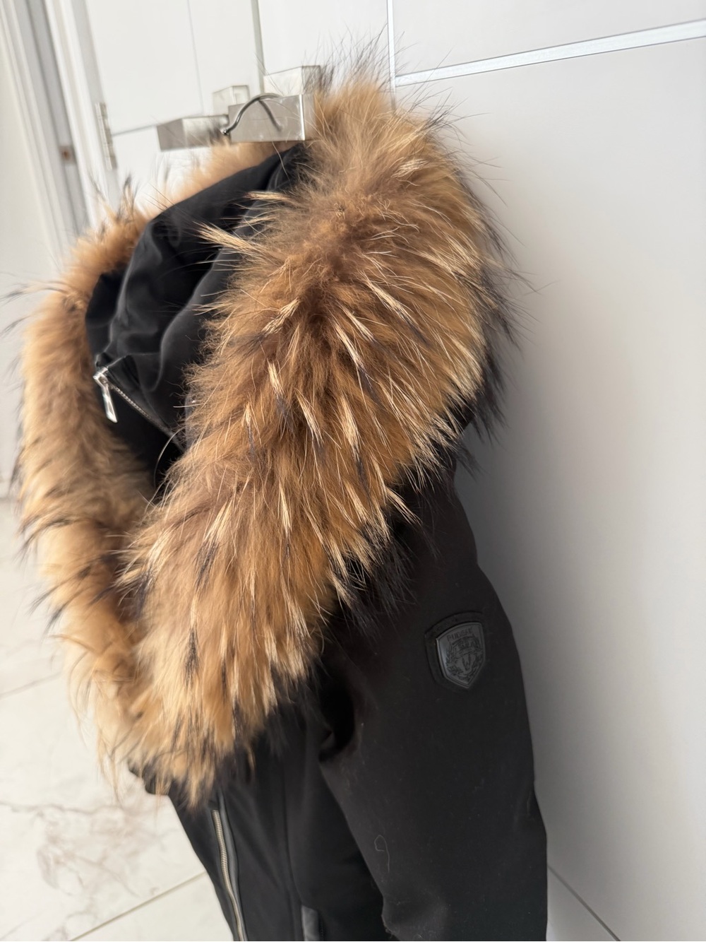 RUDSAK Black Puffer Coat with Tan Faux Fur Trim Hood